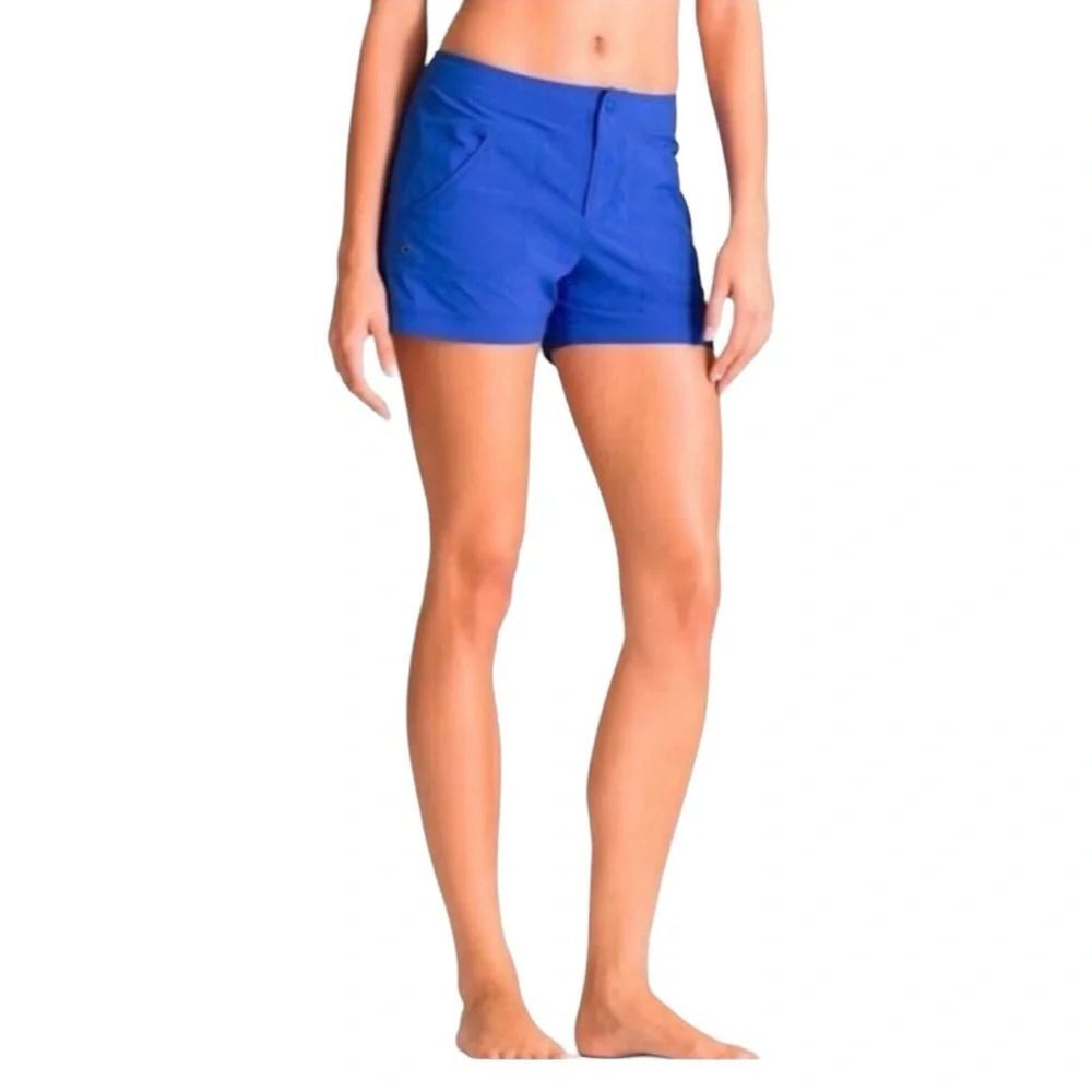Athleta Costa Shorts Womens Caspian Blue Zip Pockets Stretch | Size 16